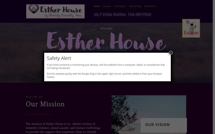 Screenshot van estherhousecares.org