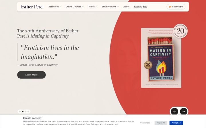 Screenshot stránky estherperel.com