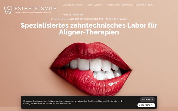 Kuvakaappaus sivustosta estheticsmile.at