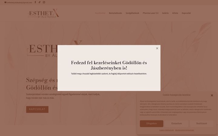 Kuvakaappaus sivustosta esthetxbyalizkukoly.hu