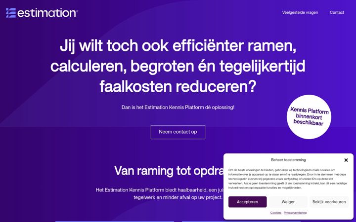 Screenshot ta' estimation-platform.nl