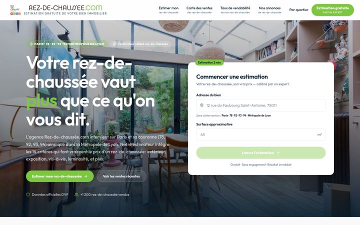 Ekrano kopija estimation-rez-de-chaussee.fr