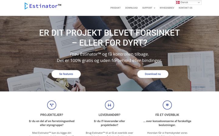 Screenshot ta' estinator.dk