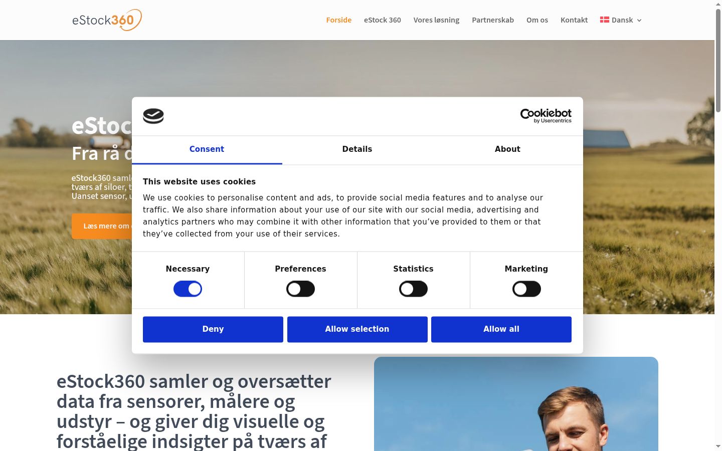 Screenshot of the consent banner shown before any interaction