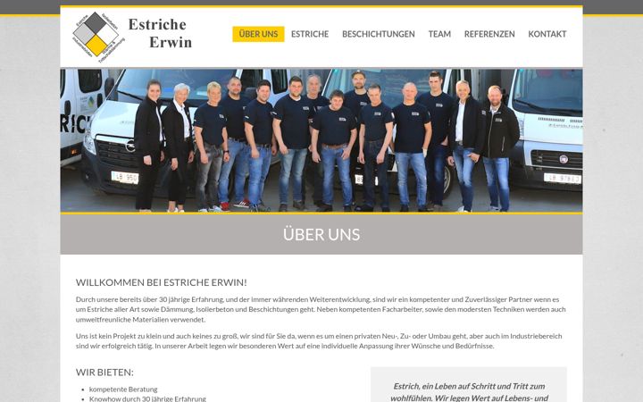 Kuvakaappaus sivustosta estriche-erwin.at