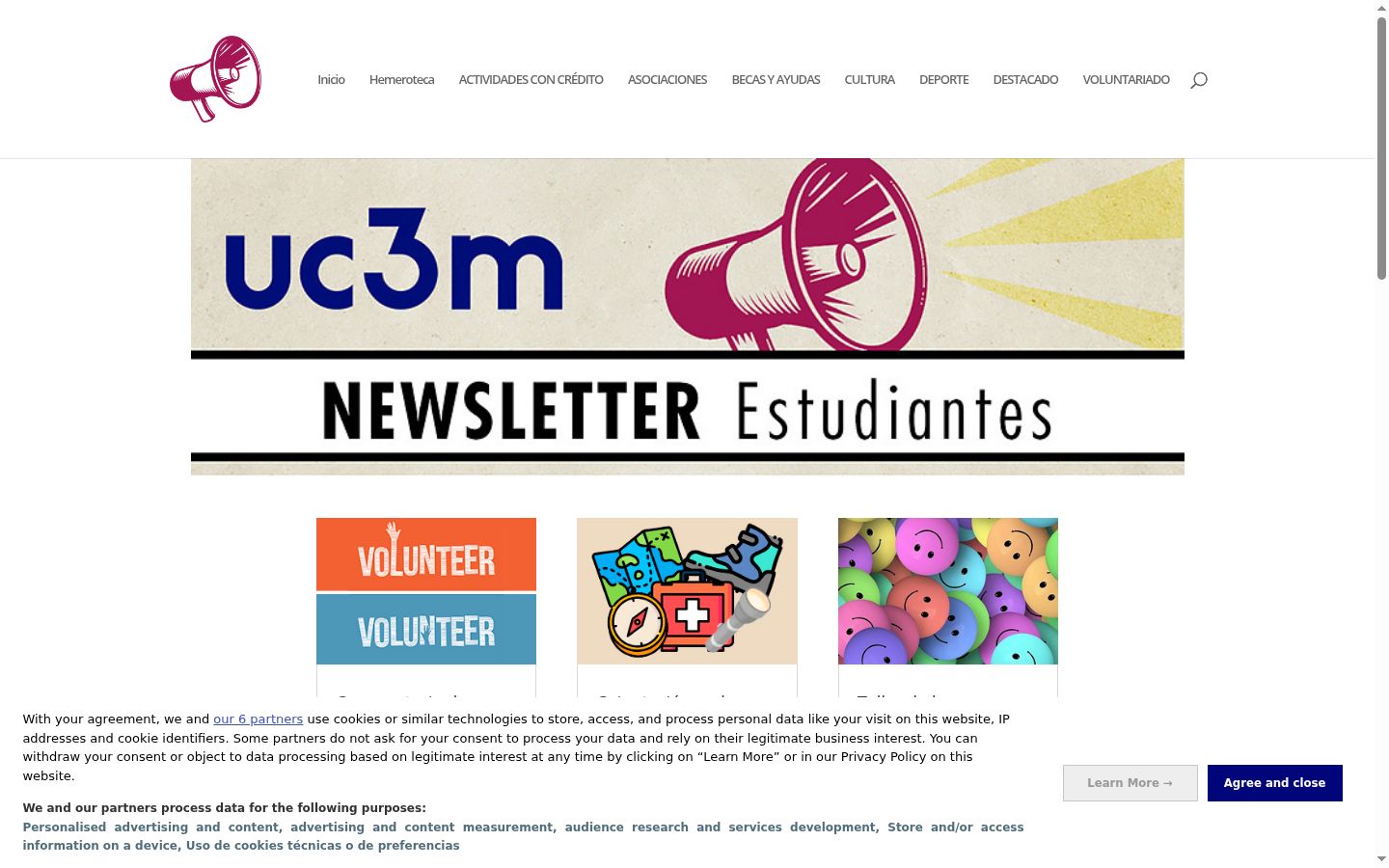 Screenshot of the consent banner shown before any interaction