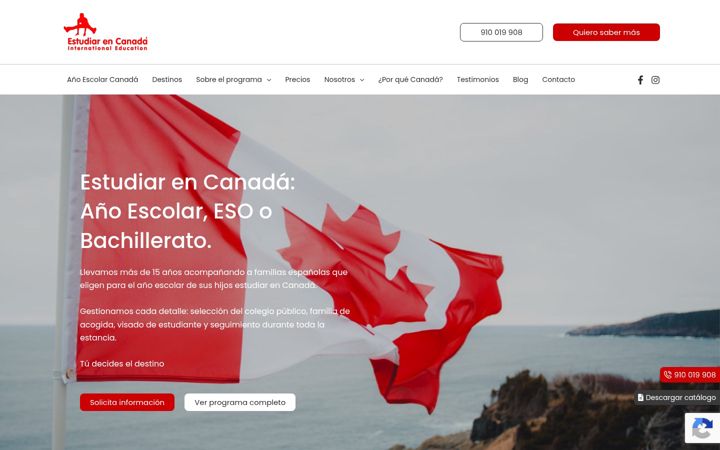 Captură de ecran a estudiarcanada.es