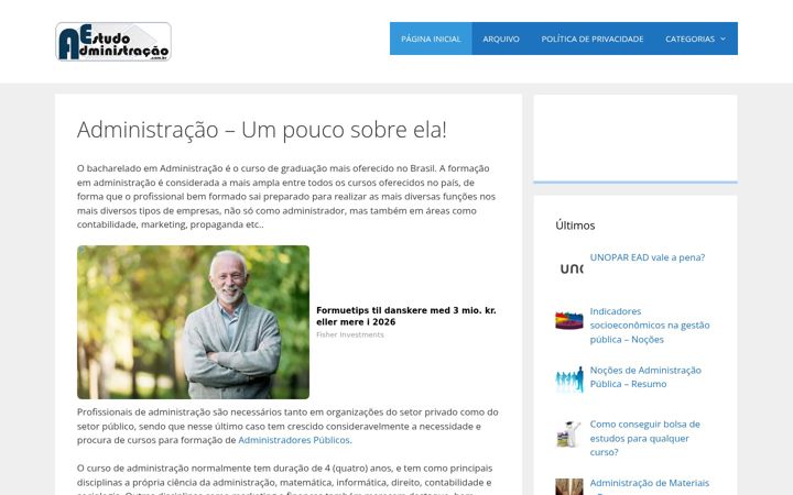 Screenshot of estudoadministracao.com.br