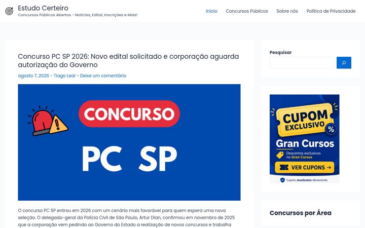 Екранна снимка на estudocerteiro.com.br