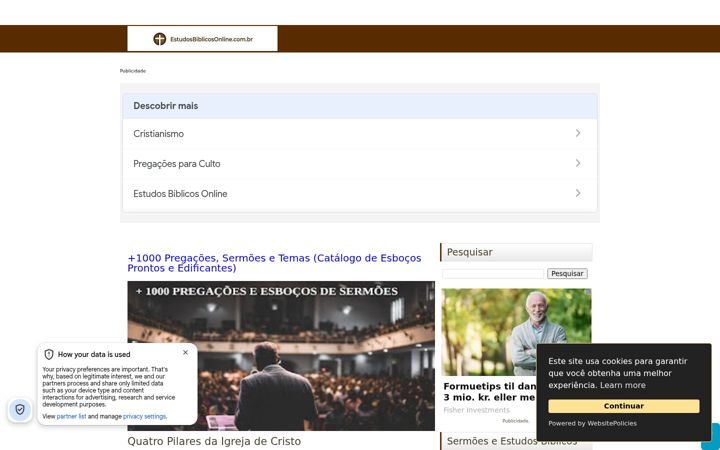 Screenshot of estudosbiblicosonline.com.br