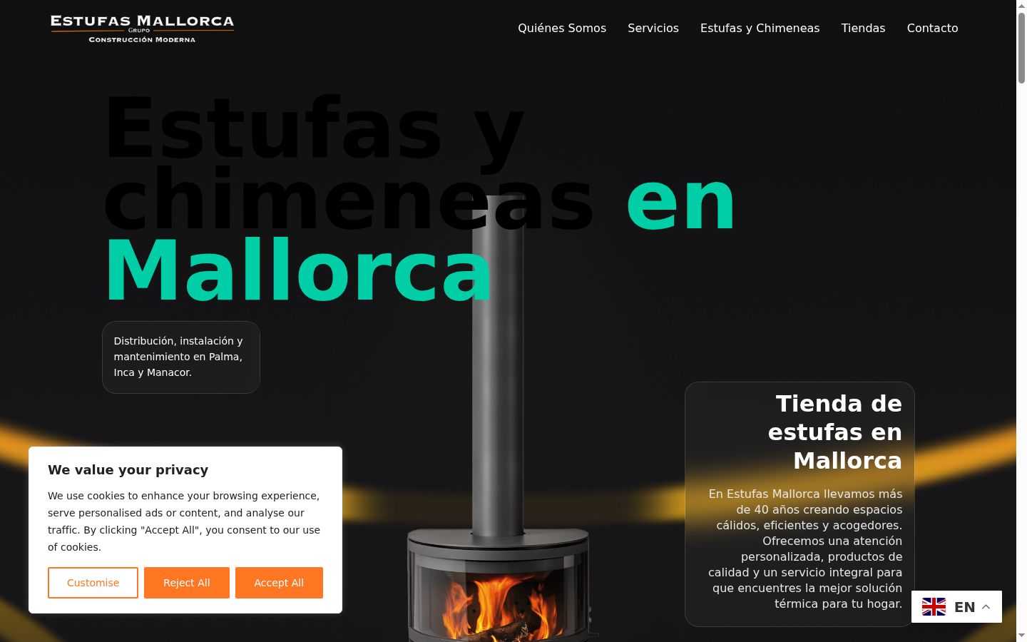 Captura de ecrã do banner de consentimento apresentado antes de qualquer interação