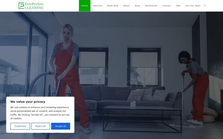 Screenshot of estyperfectcleaning.com
