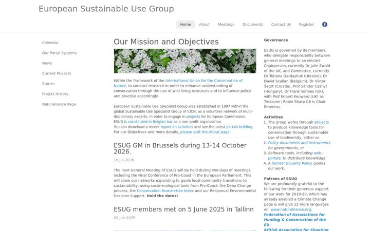 Screenshot of esugconservation.org