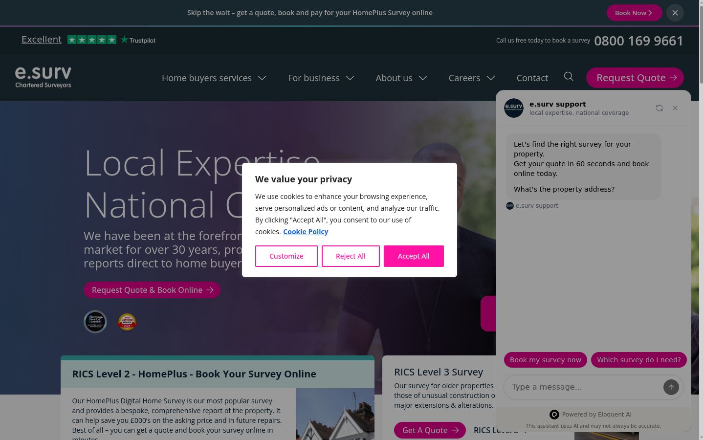 Captura de ecrã do banner de consentimento apresentado antes de qualquer interação