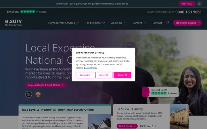 Captura de ecrã de esurv.co.uk