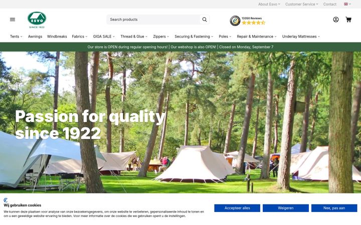 Screenshot of esvocampingshop.com