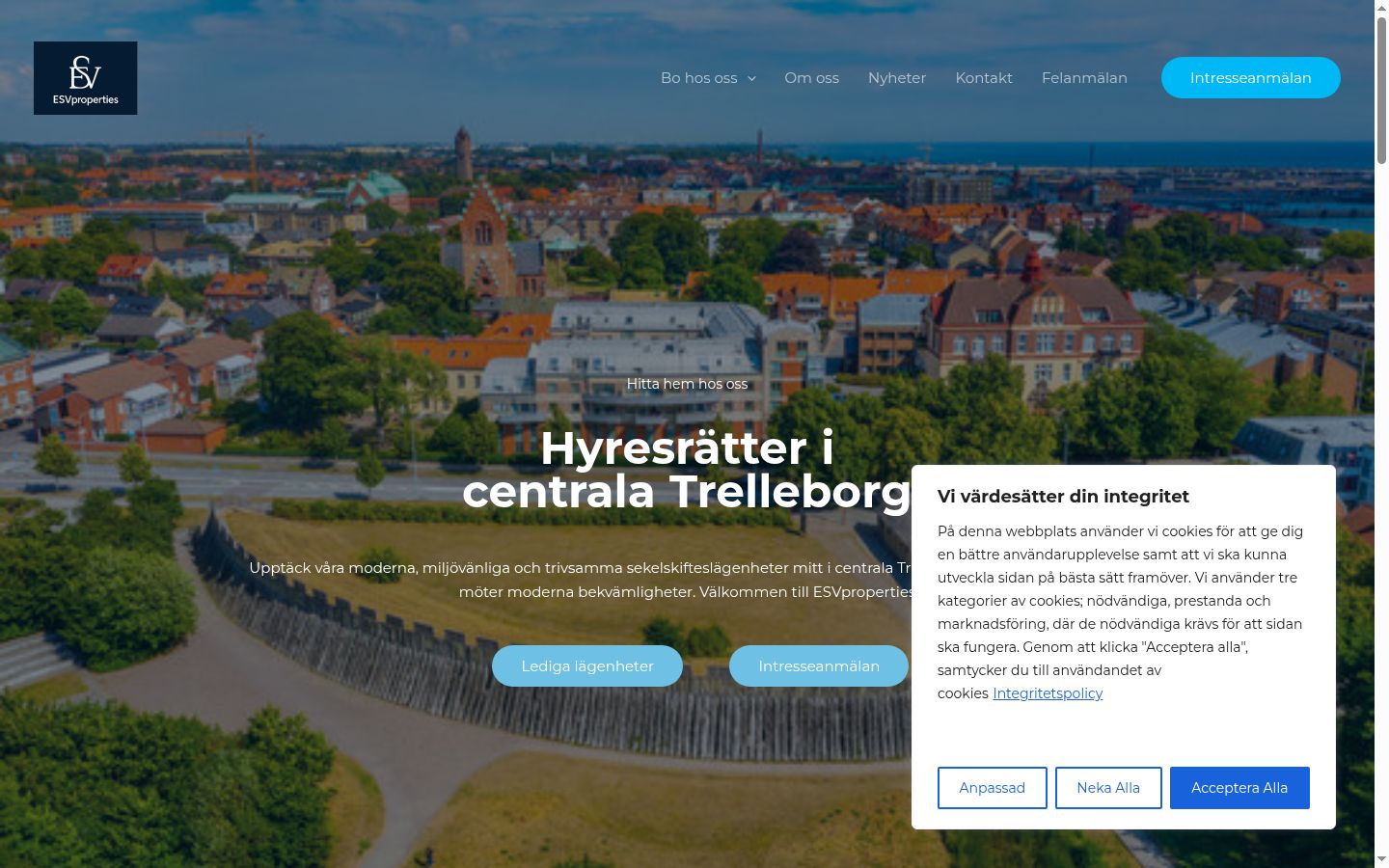 Skjermbilde av samtykkebanneret slik det vises før noen interaksjon