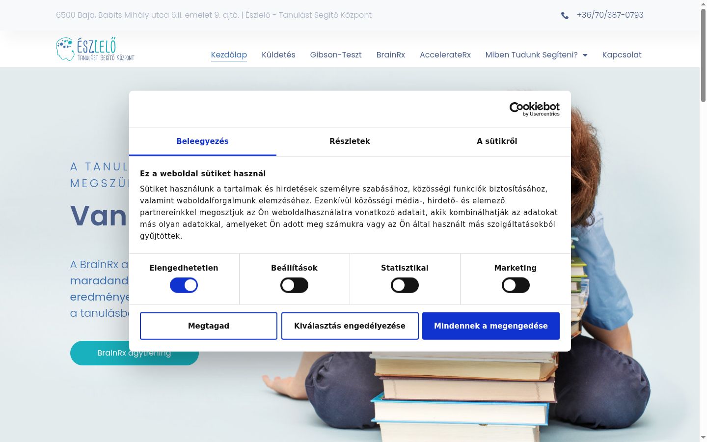 Captura de ecrã do banner de consentimento apresentado antes de qualquer interação