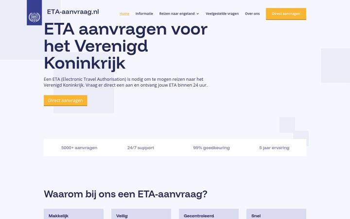 Skärmbild av eta-aanvraag.nl