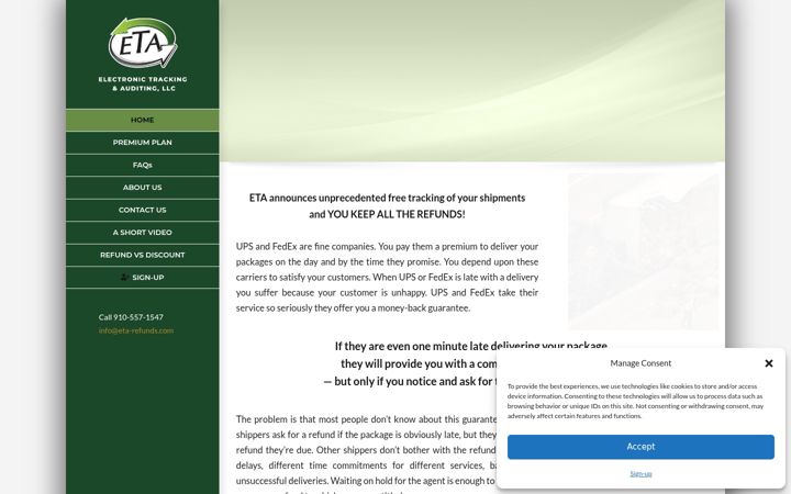 Screenshot of eta-refunds.com