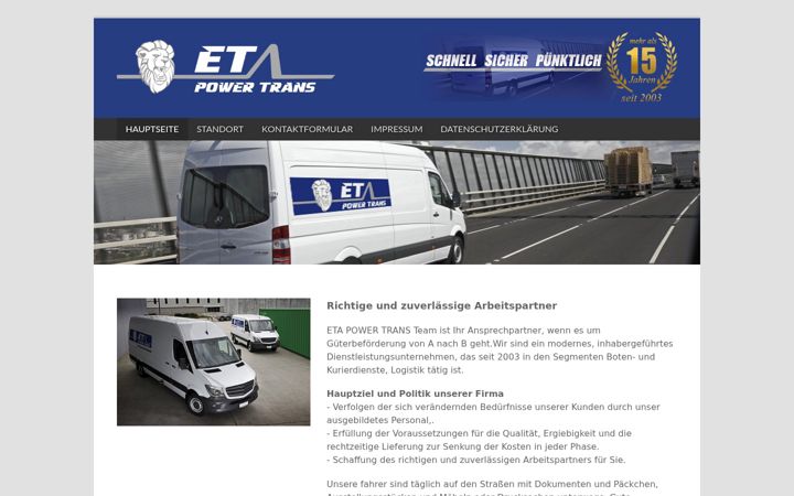 Екранна снимка на eta-trans.at