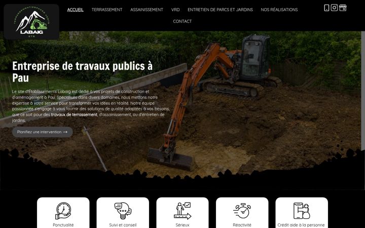 Screenshot stránky etablissements-labaig.fr