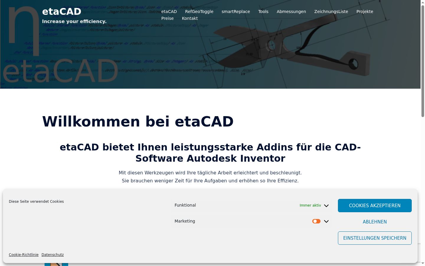 Screenshot des Einwilligungsbanners vor jeglicher Interaktion