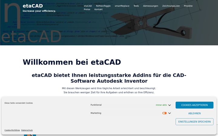 Screenshot of etacad.de
