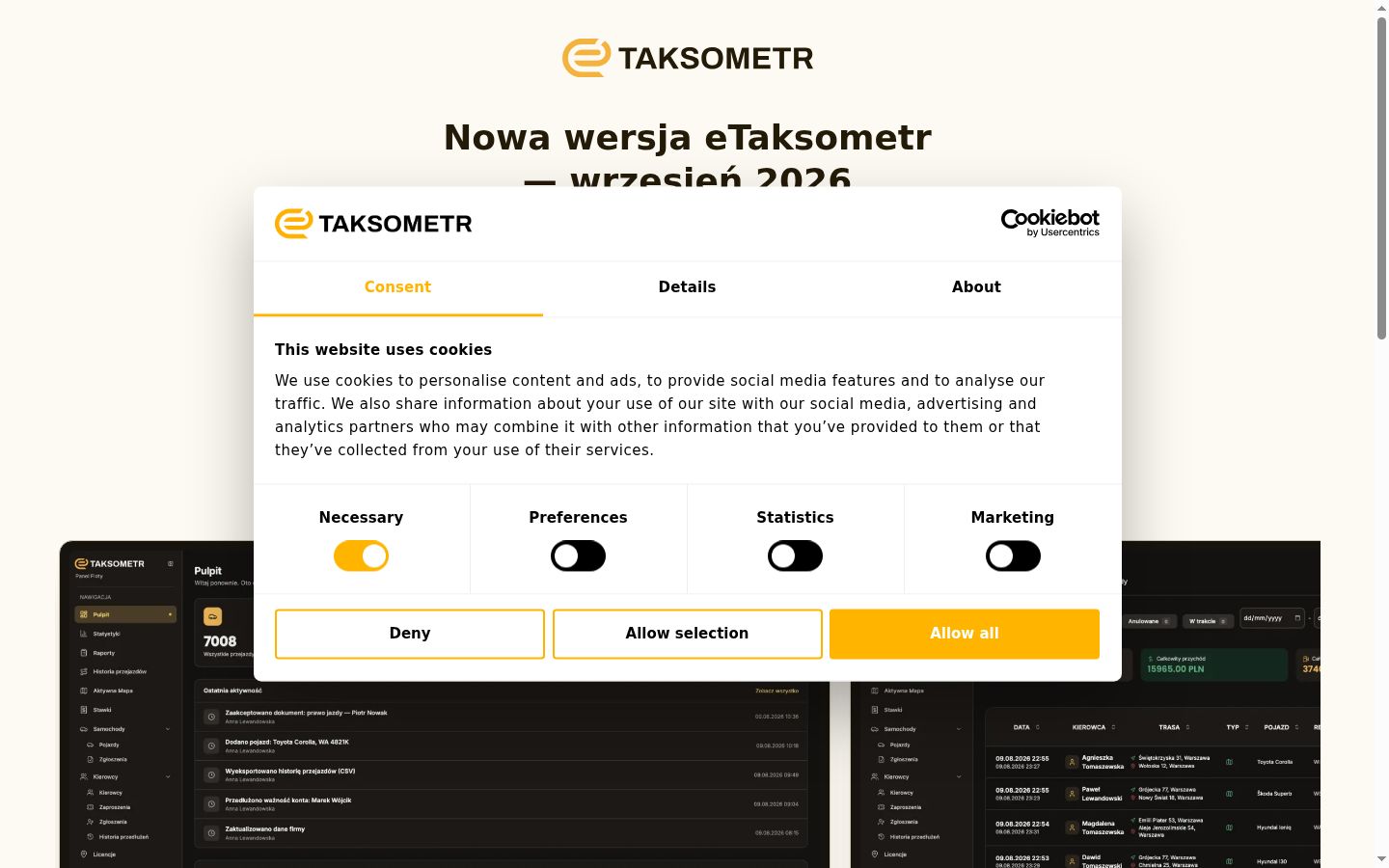 Sutikimo reklamjuostės, rodytos prieš bet kokią sąveiką, ekrano kopija