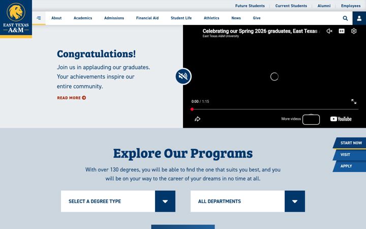 Screenshot of etamu.edu