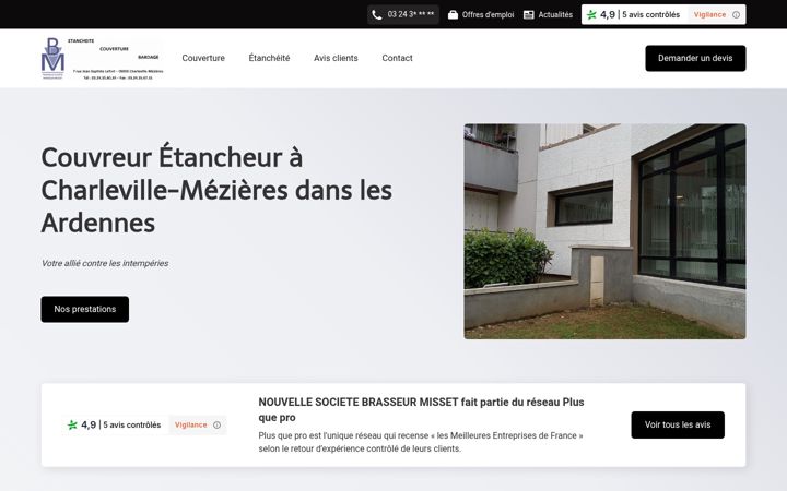 Screenshot stránky etancheite-brasseur-misset.fr