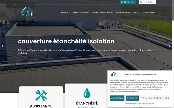 Screenshot stránky etancheite-cei.fr