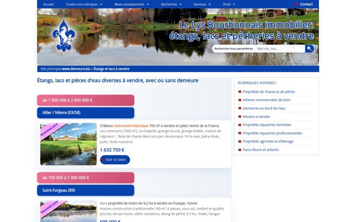 Screenshot stránky etang-a-vendre.fr