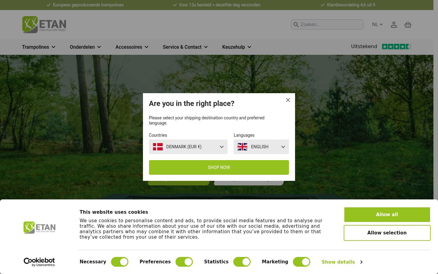 Screenshot del banner di consenso mostrato prima di qualsiasi interazione