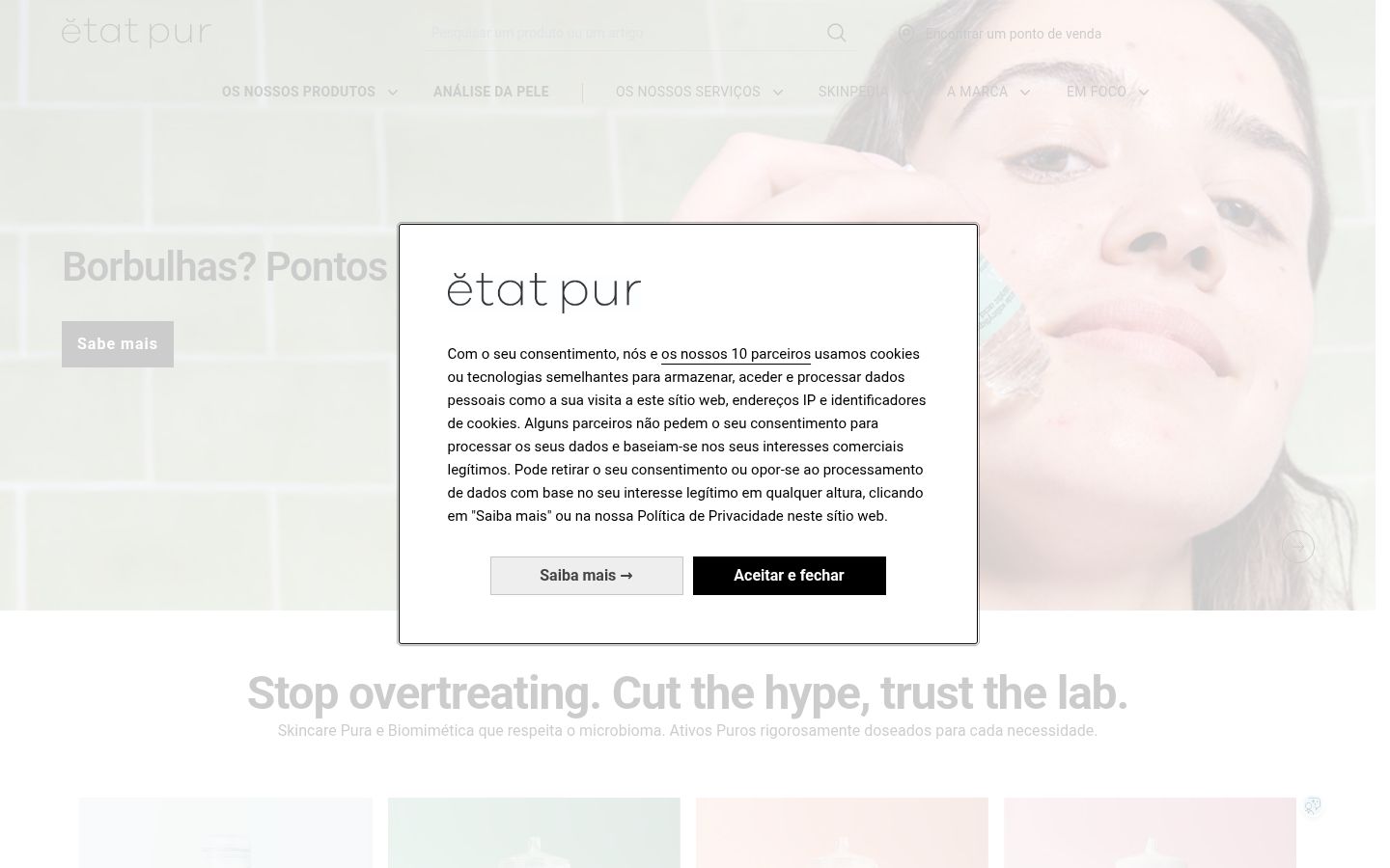 Screenshot of the consent banner shown before any interaction
