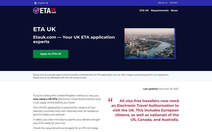 Screenshot of etauk.com