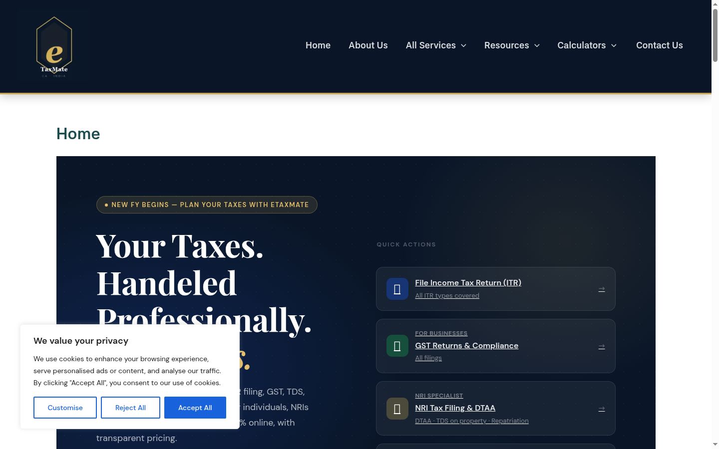 Screenshot of the consent banner shown before any interaction