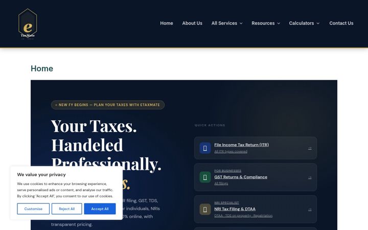 Screenshot of etaxmate.in