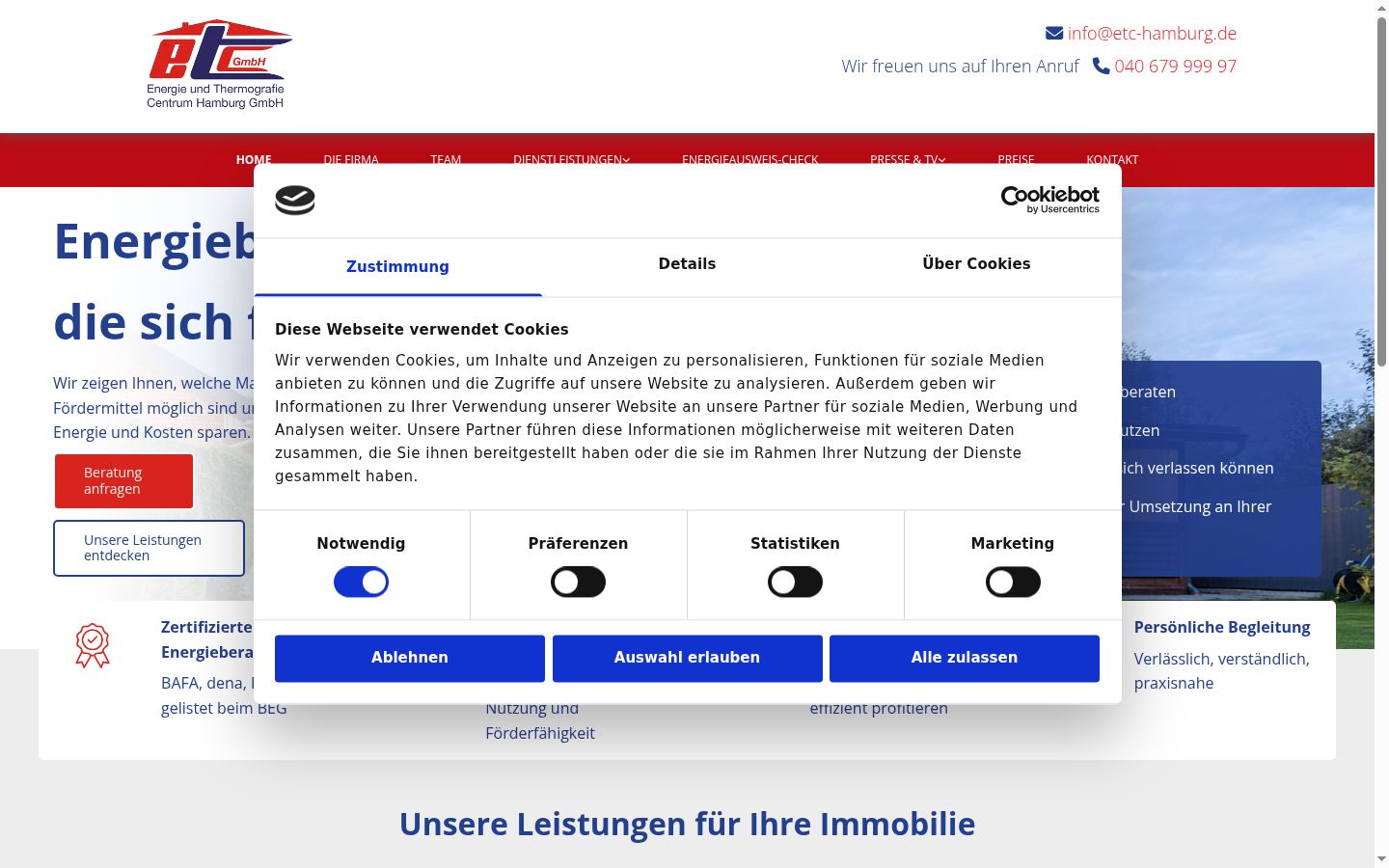 Screenshot del banner di consenso mostrato prima di qualsiasi interazione