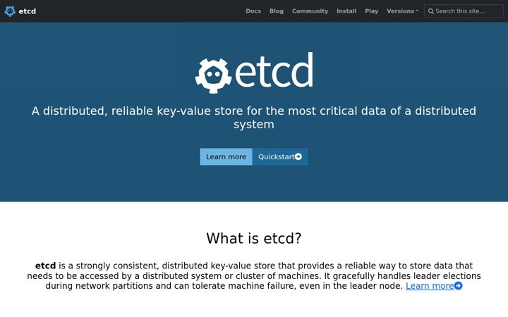 Screenshot of etcd.io