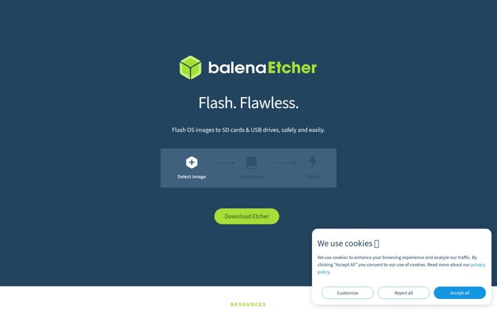 Képernyőkép: etcher.io