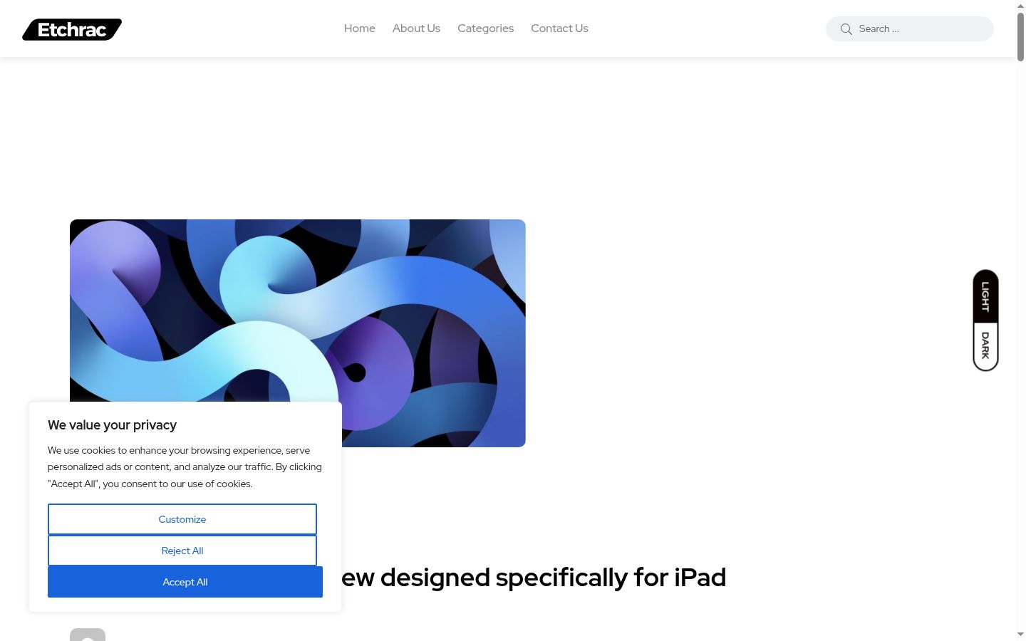 Screenshot del banner di consenso mostrato prima di qualsiasi interazione
