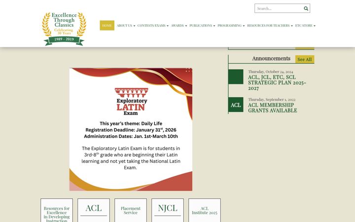 Screenshot of etclassics.org