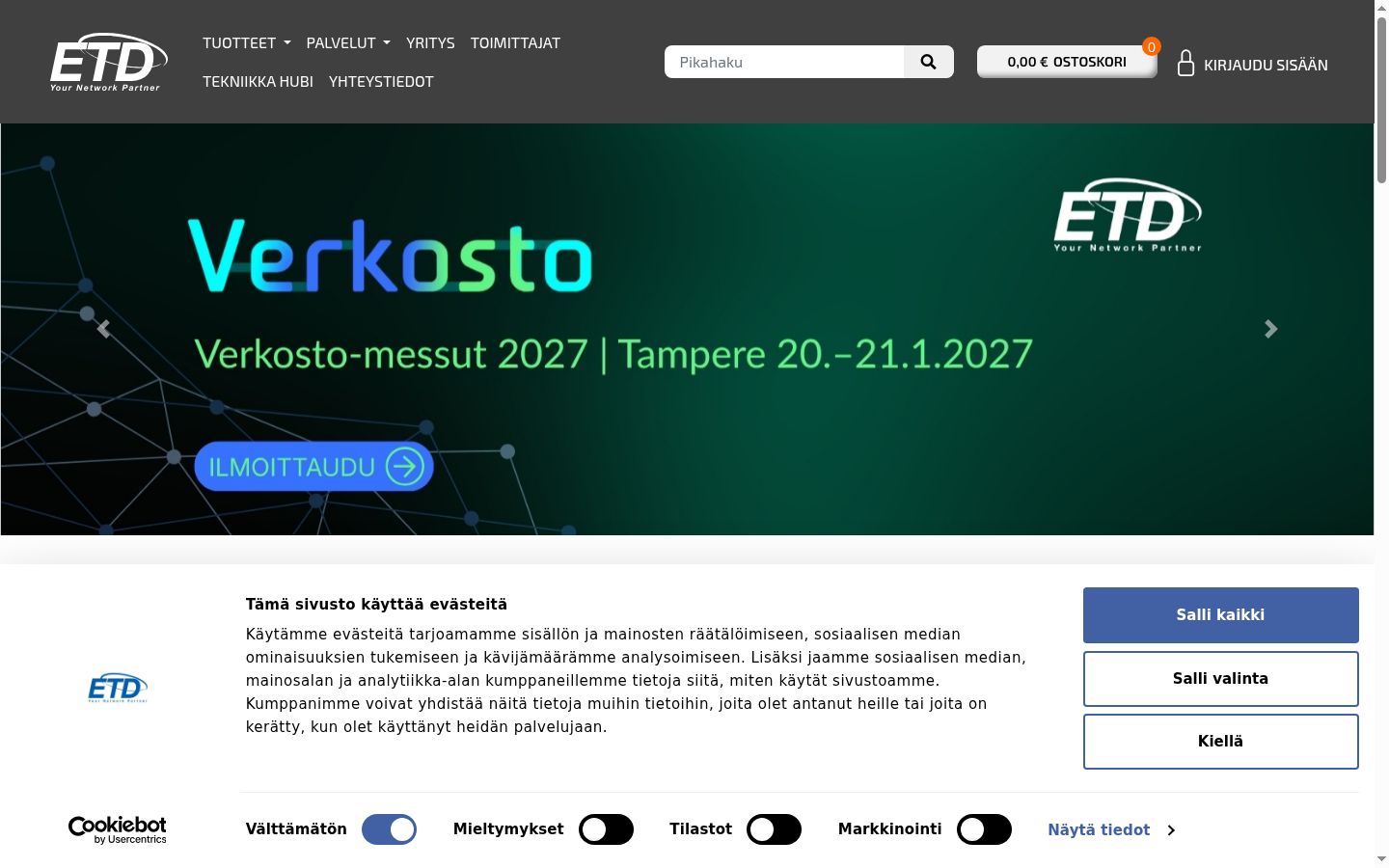 Ekraanipilt nõusolekubännerist, mida näidati enne mis tahes suhtlust