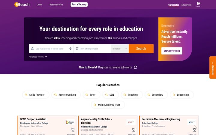Screenshot of eteach.com