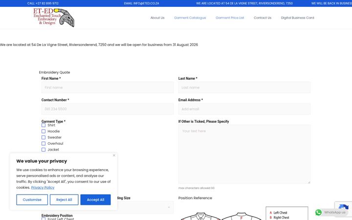 Screenshot von eted.co.za