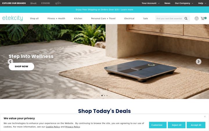 Screenshot of etekcity.com