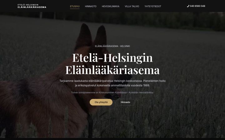 Екранна снимка на etelahelsinginelainlaakariasema.fi