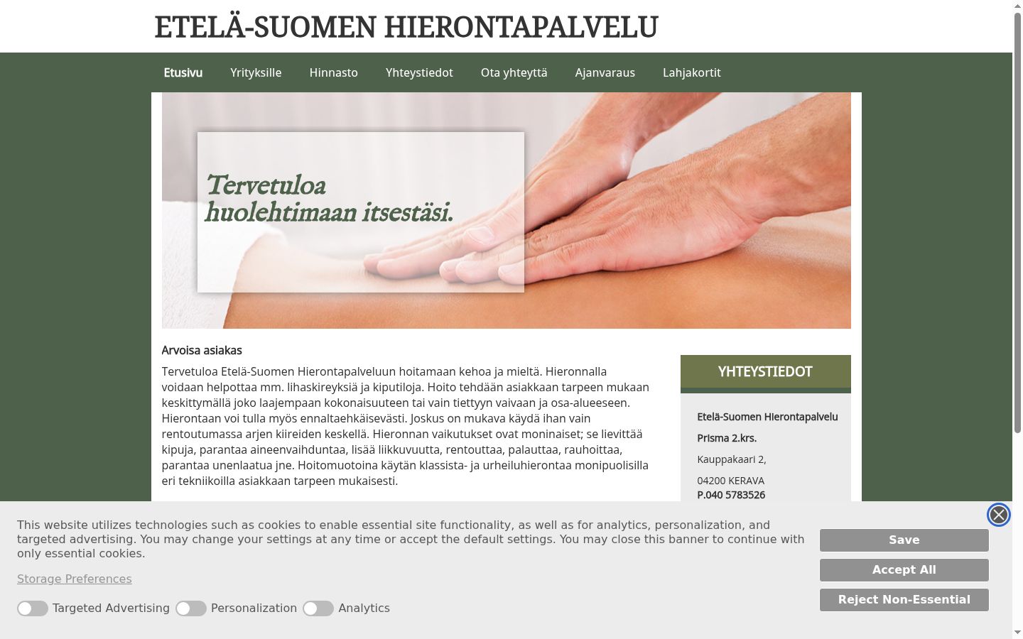 Posnetek zaslona pasice za privolitev, prikazane pred kakršno koli interakcijo