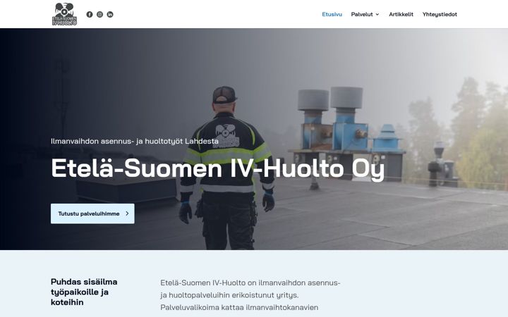 Екранна снимка на etelasuomenivhuolto.fi